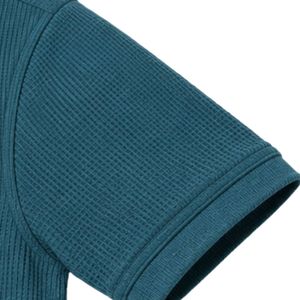 Polo pour homme personnalisé bleu sarcelle en maille gaufrée à col zippé, respirant, à manches courtes, décontracté, pour le golf et le tennis, haut de performance - Product Image 6