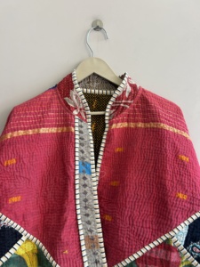 Indian <b>Patchwork</b> Quilted Boho <b>Jacket</b> Women Cotton Coat Vintage Kantha <b>Jacket</b> Reversible Overcoat Short <b>Jacket</b> - Product Image 6