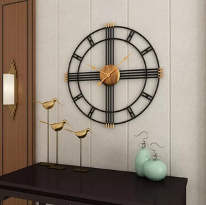 Horloge murale circulaire en métal avec chiffres romains, design minimaliste, mouvement à quartz silencieux pour salon, chambre à coucher, décoration de la maison - Product Image 6