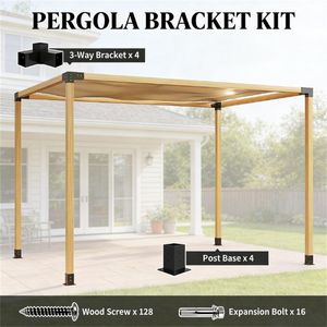 Kit Pergola 8 Pezzi con Accessori per Staffe in Legno Solo per Gazebo e Padiglioni - Product Image 2