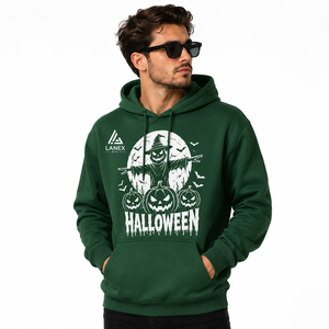 Sweat-shirt à capuche vert Halloween OEM ODM en polaire douce de qualité supérieure avec logo personnalisé et motif graphique fantôme citrouille horreur - Product Image 1