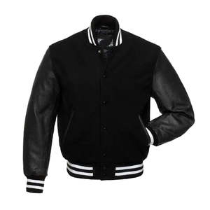 Blouson universitaire personnalisé pour homme, col montant, logo frontal, en laine écologique, vente en gros OEM, best-seller hiver - Product Image 2