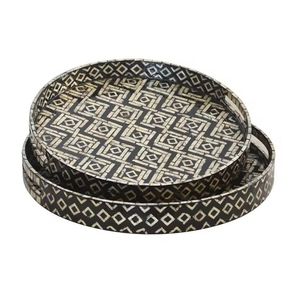 Plateau élégant en os incrusté, fait main, de luxe, multifonctionnel, suspendu, pour service et décoration intérieure, design floral moderne pour mariage et Diwali - Product Image 4