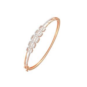 Rose Gold Lab Grown Diamond Square Link Geometric <b>Bangle</b> <b>Bracelet</b> - Product Image 2