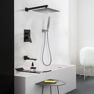Set Doccia Pieghevole NPT Nero Opaco per Vasca da Bagno con Soffione a Pioggia Portatile, in Ottone Massiccio con Finitura Nichel Spazzolato - Product Image 3