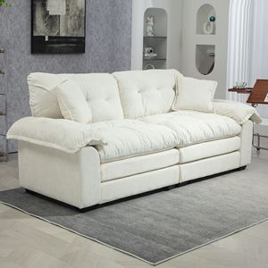 84\" Chenille Deep Seat Recliner Sofa with Memory Foam <b>Small</b> Loveseat and 2 Throw <b>Pillows</b> for Living Room or Apartment - Product Image 3
