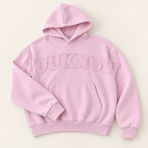 Sweat-shirt à capuche en tricot uni surdimensionné avec lettrage ton sur ton rose ou bleu ardoise, coupe décontractée, personnalisable OEM/ODM - Product Image 6