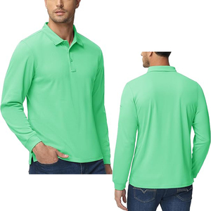 Camisas Polo Tácticas de Manga Larga para Hombre, de Secado Rápido, 100% Poliéster, con 3 Botones, Diseño Sólido - Product Image 5