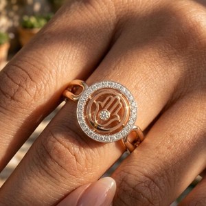 Bague Main de Fatma en Moissanite de Haute Qualité, Argent 925 Plaqué Rhodium, Symbole de Protection, Cadeau pour Fête Religieuse - Product Image 6