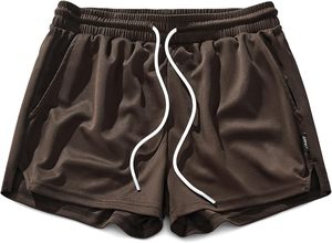 Men's Solid <b>Colour</b> Shorts Mid Waist Casual Sport Shorts with Side Pockets Breathable Knitted Fabric - Product Image 4