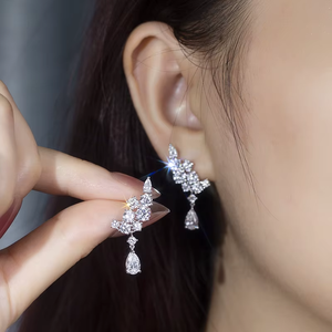 Silver Diamond <b>Stud</b> <b>Earrings</b> Round Brilliant Cut Women's Minimalist Everyday Wear Lab G Color - Product Image 5