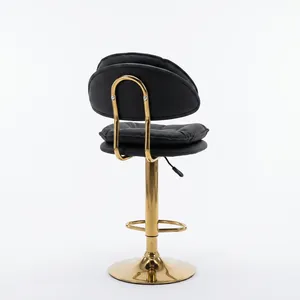 Chaise haute moderne en rotin tressé avec structure en bois massif durable et base chromée pour bar à domicile, salle à manger, hôtel, café, restaurant - Product Image 3