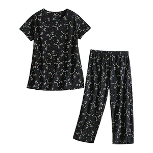 Women Leopard Print Pyjama Set Short Sleeve Sleepwear Two Piece Loungewear for Home - Product Image 3