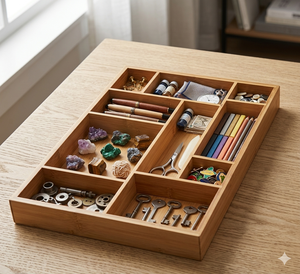 Natural Wood Bamboo Drawer Organizer Set Kitchen Storage Space Saving Modern Home Kitchen Cabinet Insert Drawer Storage <b>Solution</b> - Product Image 5