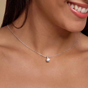 จี้เพชรทรงกลม 2 กะรัต แบบแยกชิ้น พร้อมสร้อยปรับระดับได้ สร้อยคอระยิบระยับหรูหรา ของขวัญสำหรับผู้หญิง - Product Image 4