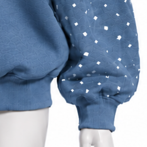 Sudadera Oversize Azul Denim para Mujer con Cuello Simulado y Mangas con Perlas, Estilo Holgado Casual Urbano de Manga Larga para Invierno - Product Image 5