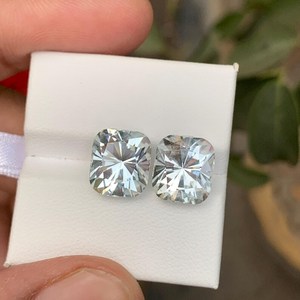 Par de Piedras Preciosas de Aguamarina Natural, Corte Cojín, Color Azul, Certificadas por IGI, Calidad Premium Ligera, para Joyería - Product Image 3