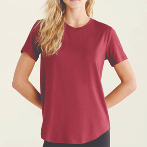 Camiseta de Manga Corta para Mujer, Cuello Redondo, Color Sólido, Corte Regular, Informal, Tejida, 100% Poliéster, Transpirable, para Todas las Temporadas - Product Image 1