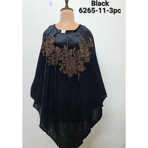 Ponchos en velours uni avec travail Swasrosvki, style bohème long pour femmes, toutes saisons - Product Image 1