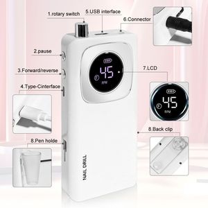 Trapano Elettrico Ricaricabile per Unghie 45000 RPM con Display LCD, Silenzioso, per Gel e Smalto, Accessori per Unghie, Lima per Unghie - Product Image 5