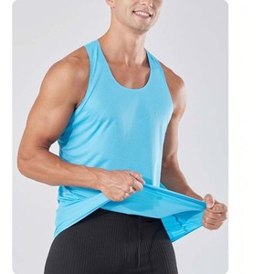 Camiseta sin mangas de punto de color sólido para hombre, cuello redondo, de secado rápido, deportiva, para entrenamiento, fitness, gimnasio, disponible en varios colores - Product Image 3