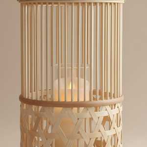 Rustic Woven <b>Bamboo</b> <b>Table</b> Lamp Handmade Cordless Bedside Light Small Dimmable Ambient Lighting Vietnam - Product Image 4