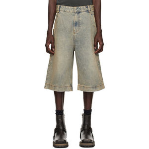 Shorts en jean tissé pour homme DENIM, taille haute, coupe droite, respirant, style streetwear personnalisé, effet vieilli, vintage, ample, idéal pour l'été - Product Image 6