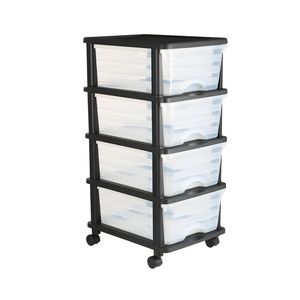 Carrito de Almacenamiento de Plástico con 4 Cajones y Ruedas, Organizador con Divisores para Armario, Cómoda o Dormitorio - Product Image 1