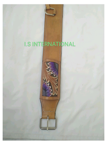 Circunferencia de caballo de cuero occidental con mano | Tooled Back Rear Cinch Flank Billets Durable y ajustable Equestrian Saddle Tack - Product Image 2