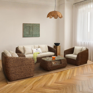 Handmade Rattan Living Room Set Modern Coastal Style <b>Sofa</b> Chair Coffee <b>Table</b> Furniture for Home Interior - Product Image 1