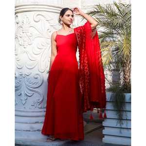 Conjunto de Traje de Seda Chifón Ecológico Color Rojo Rosa para Mujer - Talla XS - Product Image 6