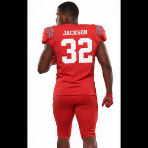 ชุดยูนิฟอร์มอเมริกันฟุตบอลแบบสั่งทำพิเศษสำหรับผู้ชายไซส์ใหญ่ คุณภาพระดับพรีเมียม OEM พร้อมลายพิมพ์แบบ Sublimation ผลิตจากโพลีเอสเตอร์ 100% - Product Image 2