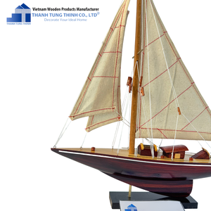 Thanh Tung Thinh Wooden Sailboat Model Handmade Coastal Decor Standing Type for Living Room - Product Image 6