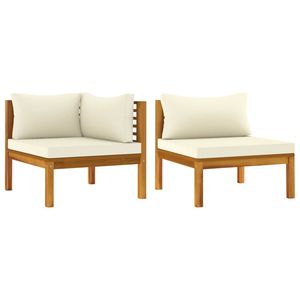 Juego de sofás modulares de jardín de madera maciza de acacia color blanco crema, modelo D0100HX6HWP, 25.6-27.6 pulgadas - Product Image 2