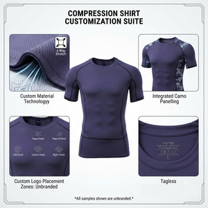 Men Fitted Full Sleeve <b>Compression</b> <b>Shirt</b> V-neck Solid Color Moisture Wicking Polyester Sports Jersey All Seasons Custom Brand - Product Image 6