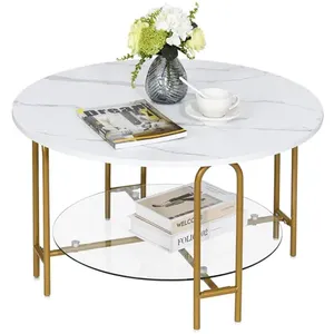 Table basse et table gigogne créatives en bois finition gris pour salon, maison moderne et restaurant, avec structure en métal - Product Image 2