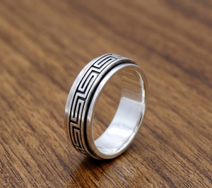 Unique Handmade Top Quality 925 Silver Texture Unisex <b>Spinner</b> <b>Ring</b> Anxiety Healing Thumb Band <b>Ring</b> Fine Jewelry for Wholesale - Product Image 3