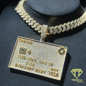 จี้เพชรโมอิสซาไนต์ทรงบัตรเครดิตสุดหรู ประดับเพชรเต็มแบบ Iced Out ดีไซน์ลายบัตรธนาคารอย่างละเอียด ทำจากเงินแท้ 925 สไตล์ฮิปฮอป - Product Image 5