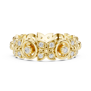 Anillo floral de oro amarillo para mujer, anillo de eternidad con cristales de lujo, regalo de joyería de moda para aniversario de boda - Product Image 5