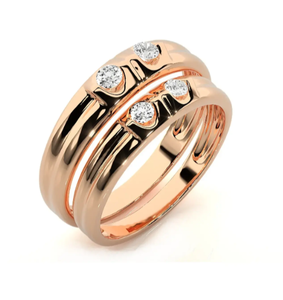 925 Sterling <b>Silver</b> Rose Gold Plated Double Stone Couple <b>Rings</b> - Product Image 2