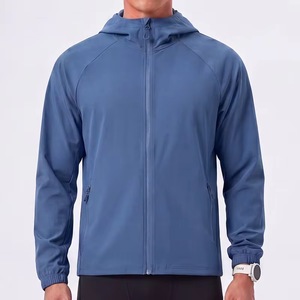 <b>Men's</b> Hooded Windproof <b>Jacket</b> Solid Color Zipper Closure Casual Autumn <b>Lightweight</b> Polyester Shell - Product Image 2