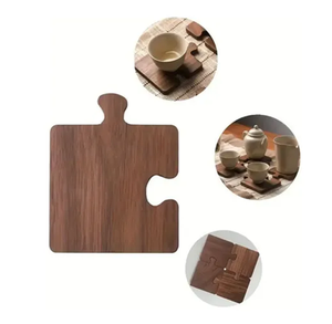 Elegant Design Walnut Wood <b>Tea</b> <b>Coasters</b> in puzzle Shape Non Slip and Durable Pads for Table Decoration - Product Image 1