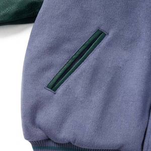 Chaqueta de hombre con mangas de cuero y parches bordados, chaqueta universitaria de béisbol para hombre, transpirable, de lana y cuero. - Product Image 4