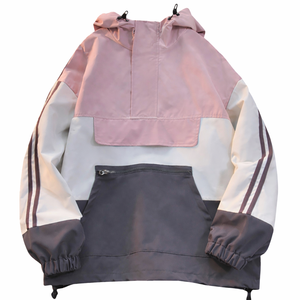 Chaqueta cortavientos unisex ligera con capucha, bloques de color y bolsillo canguro. - Product Image 5