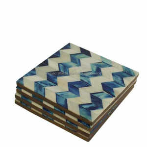 <b>Hand</b> Painted Resin Decorative Coasters Geometric Pattern Black White Artistic Home Decoration Set of 4 - Product Image 6