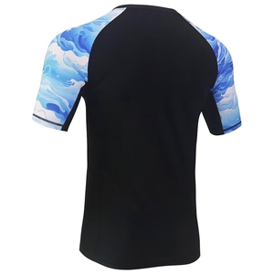 OEM Men Rash Guard Compression <b>T</b> Shirt Short Sleeve Swim Shirt UV Protection Custom Logo Wholesale Bulk - Product Image 6