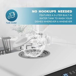 Lave-vaisselle portable de comptoir avec 5 programmes de lavage, réservoir d'eau de 3 tasses, séchage à l'air, polyester imperméable - Product Image 3