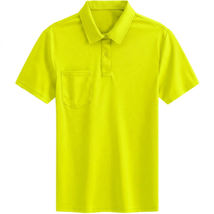 Polo à manches courtes pour homme, couleur unie, violet, avec poche poitrine, tissu tissé décontracté, coupe classique - Product Image 3