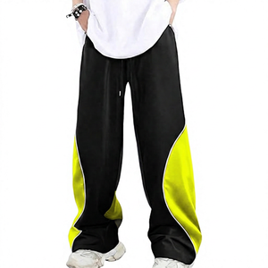 Pantalon de survêtement homme color block, taille élastique, coupe décontractée ample, côtés respirants, en polyester, style printemps - Product Image 4