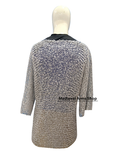 Gilet de mailles médiéval en aluminium à manches courtes, anneaux rivetés de 10 mm, pour reconstitution historique, armure, costume fait main - Product Image 2